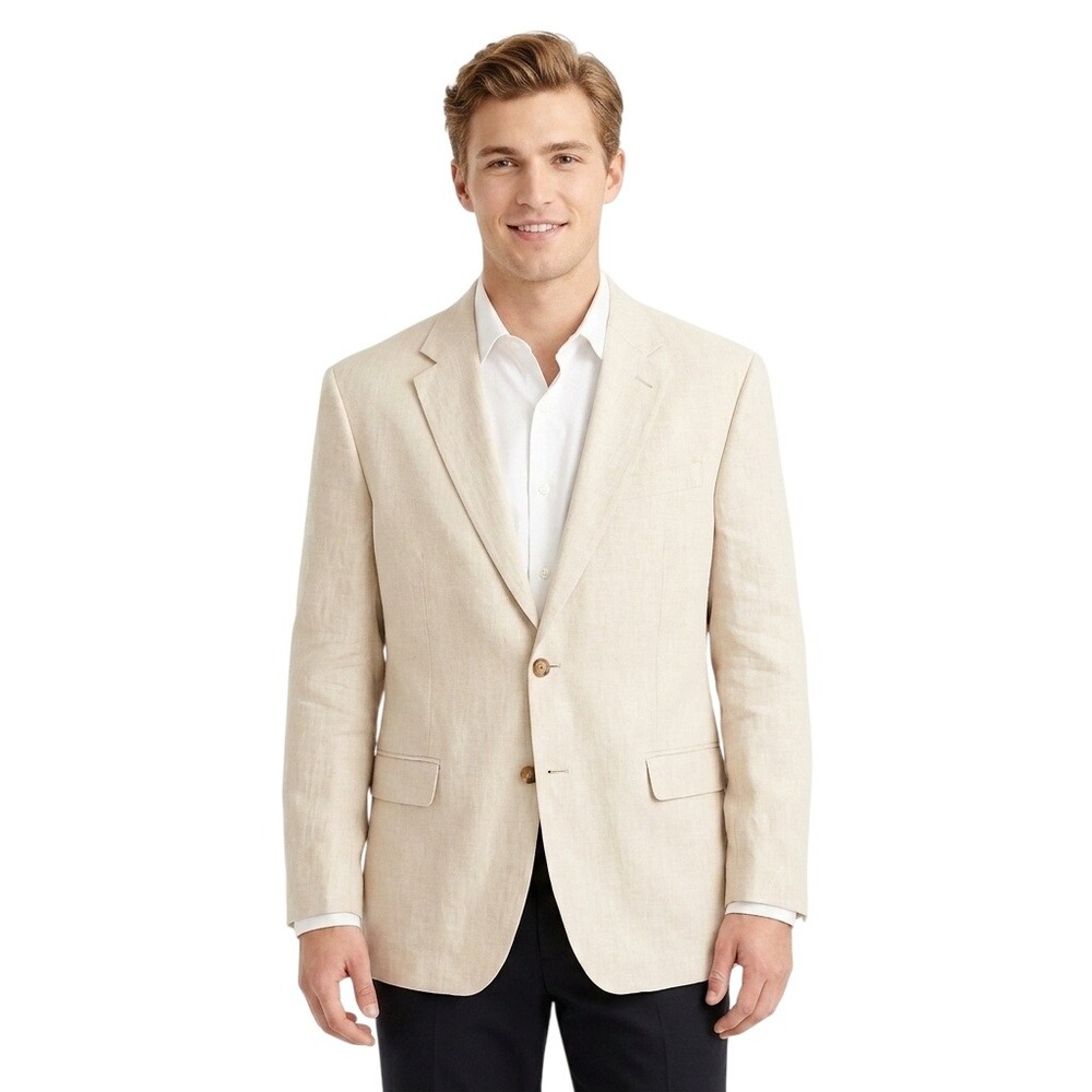Club Room Luxury 100% Linen Blazer Mens XXL Natural Khaki Sports Coat NWT